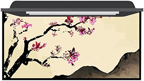 Deep Blue Themes Asian Cherry Aquarium Background (<15 Gallons (18Wx15H))