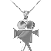 Claddagh Gold Sideways Crosses Polished 925 Sterling Silver Film Movie Camera Pendant Necklace, 16"