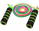 Anna's Rainbow Double Dutch Jump Rope - 14ft Long Skipping Rope for Indoor/Outdoor/Playground - Durable Adjustable 8mm Nylon Cord - Exercise Toy with Lightweight Foam Handles