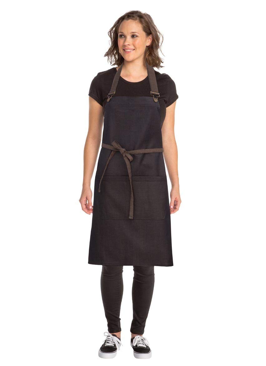 Chef Works ABWT051-BNB-0 Wet Look Boulder Bib Apron, Black