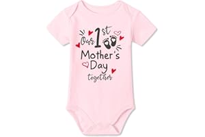 Happy First Mothers Day Infant Romper Bodysuit Baby I Love You Mommy Onesie 0-12 Months