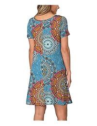 Yoonsoe Vestido de verano para mujer, manga corta, casual, estampado floral, con camisa