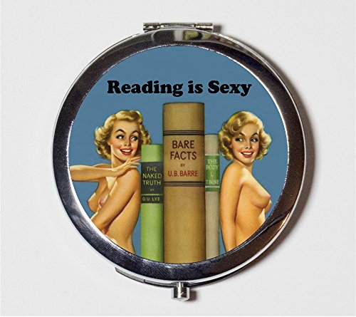 Reading is Sexy Compact Mirror Retro Pin Up Girl Rockabilly Books Bibliophile Nerd Pocket Mirror for Cosmetics