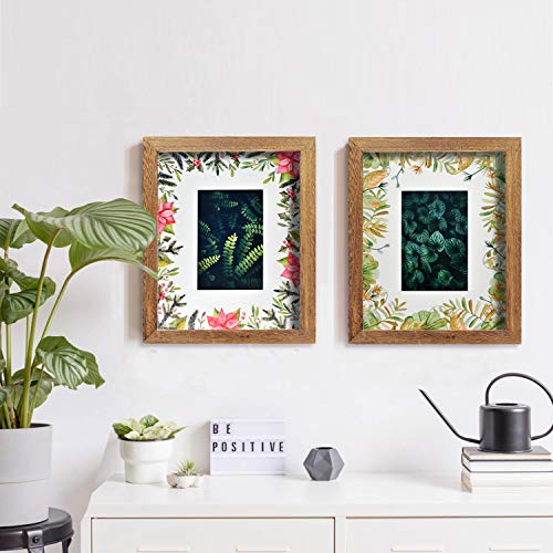 Emfogo 8x10 Picture Frames Display 4x6 Photo with Mat Made of Solid Wood for Table Top Display and Wall Mounting Photo Frame Pack of 2…