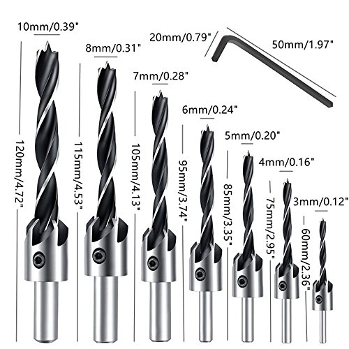 Avellanar Perforar Poco Conjunto, 4EVERHOPE 8Pcs HSS 5 Flauta Carpintería Escariador Núcleo Perforar Bits Carpintería… - Imagen 4