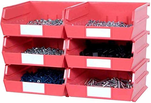 Red 2 Piece Wall Mount Rail System Bin Storage