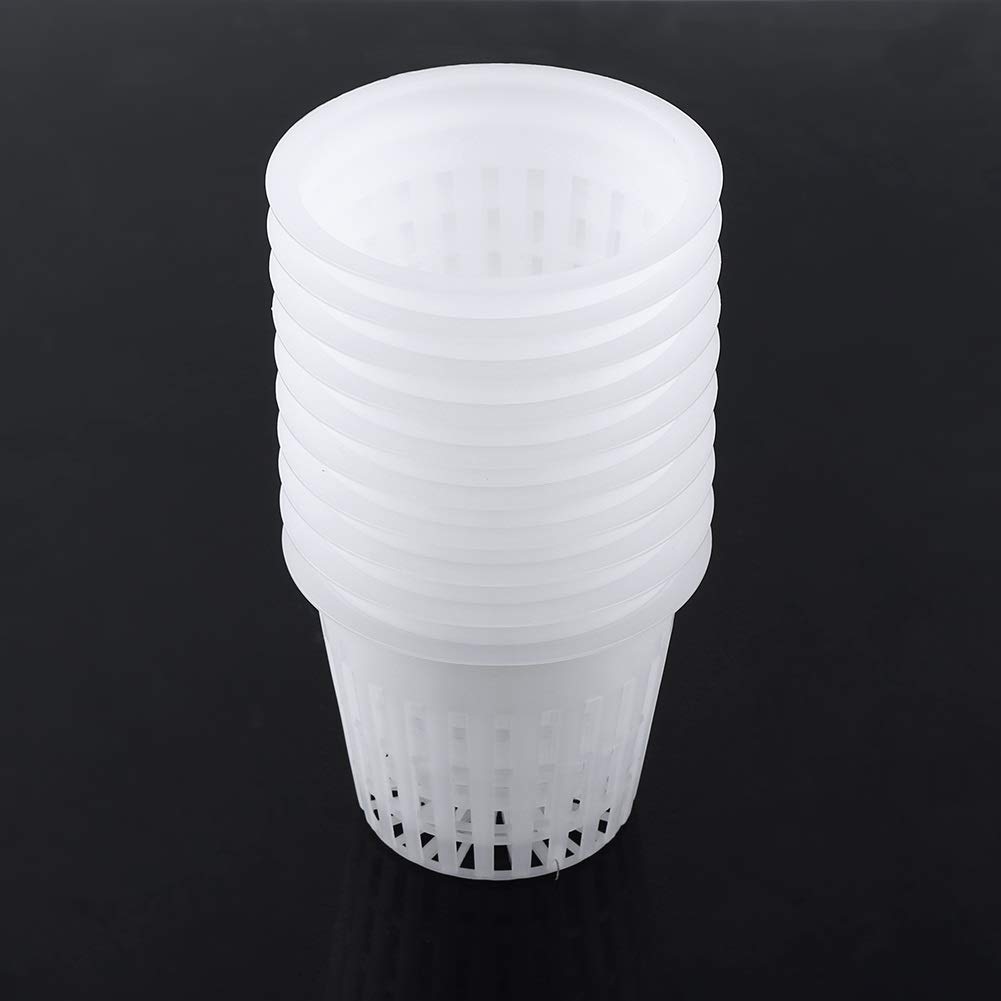 Nikou Planting Basket Pot Net Mesh Hydroponic 10pcs Heavy Duty Mesh Pot Net Cup Basket Hydroponics Plant Cloning White