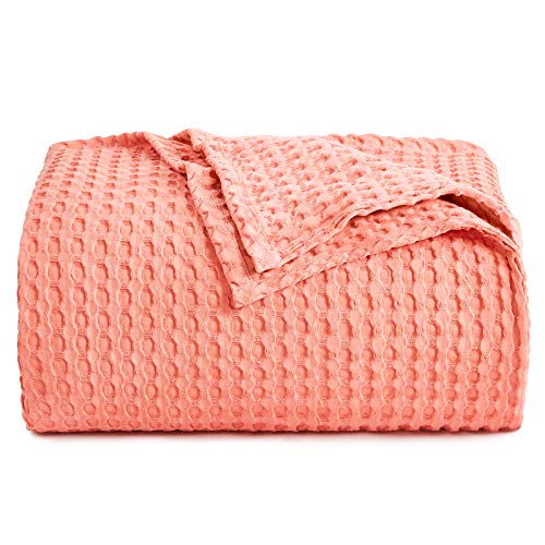 PHF 100 Cotton Waffle Weave Blanket Queen Size Luxury Decorative Soft Breathable Skin