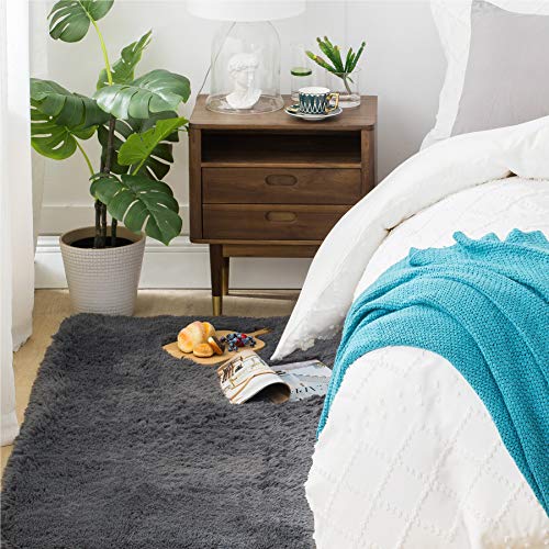 Bedsure Shag Area Rugs for Bedroom, Grey Fluffy Rug Plush Living Room