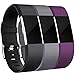 Maledan Bands Replacement Compatible with Fitbit Charge 2, 3-Pack, Large Plum/Gray/Black