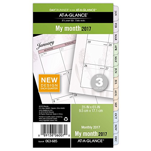 Day Runner Two Page Per Month Refill 2017, Monthly, Loose Leaf, 3-3/4 x 6-3/4