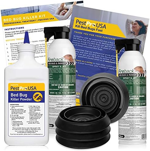 POWERFUL BED BUG KILLER KIT | Instantly Kills Eggs, Nymphs & Bed Bugs - for Months, Guaranteed | Bed Bug Killer Powder, Bed Bug Interceptors Monitors & Bed Bug Spray for Home | by PestPro USA - 1 Room