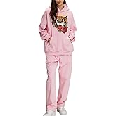 Glitrandi Womens 2 Piece Outfits Sweatsuit Sets Fashion Print Hoodies With Sweatpants Oversized Tracksuit For Women