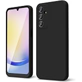 oakxco for Samsung Galaxy A25 5G Case Silicone, Thin Slim Grip Soft Rubber Gel Protective Phone Case for Women, Matte Plain Solid Color Aesthetic Cute Girly Case with Camera Cover, Black