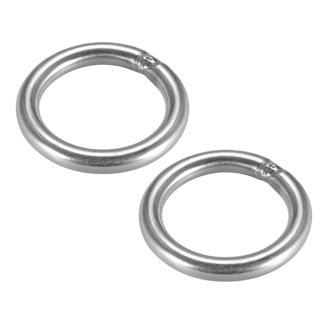 sourcing map 201 Stainless Steel O Ring 50mm(1.97") Outer Diameter 6mm Thickness Strapping Welded Round Rings 2pcs