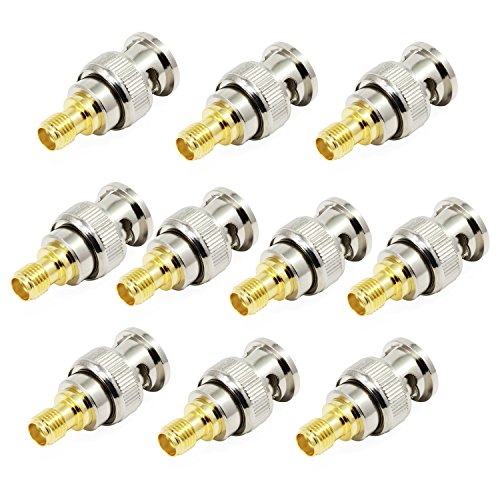 ESUMIC BNC Male to SMA Female RF Coaxial Connector Adapter for Antennas Coaxial Cable Wireless LAN Devices and Digital Communication Systems 10Pack - Thumbnail 5