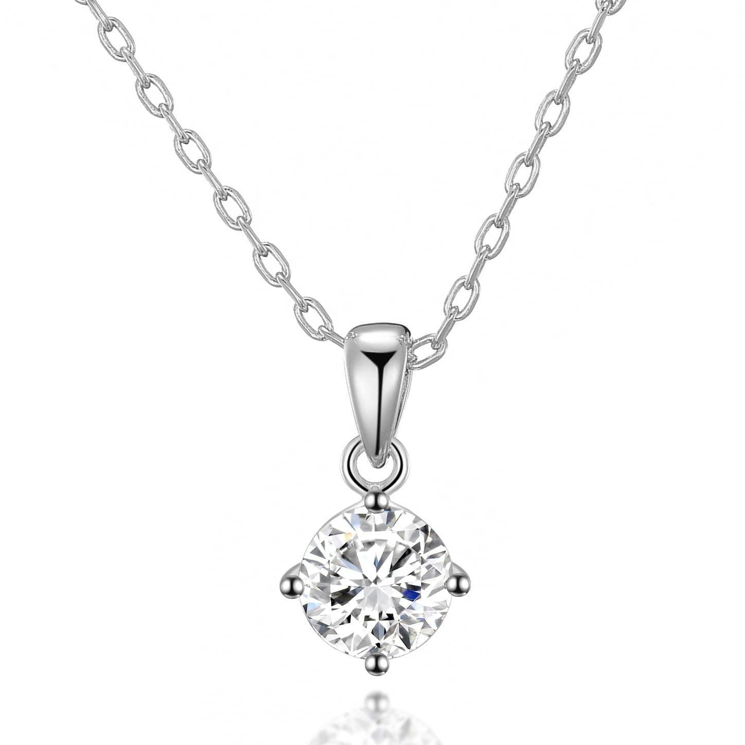 Philip Jones Sterling Silver Solitaire Necklace Created with Zircondia® Crystals