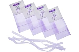 TENDYCOCO Lavender Sachets Bags 10 Pack Drawstring Organza Cotton Pouches for Closet Drawer Wardrobe Air Freshener and Decora