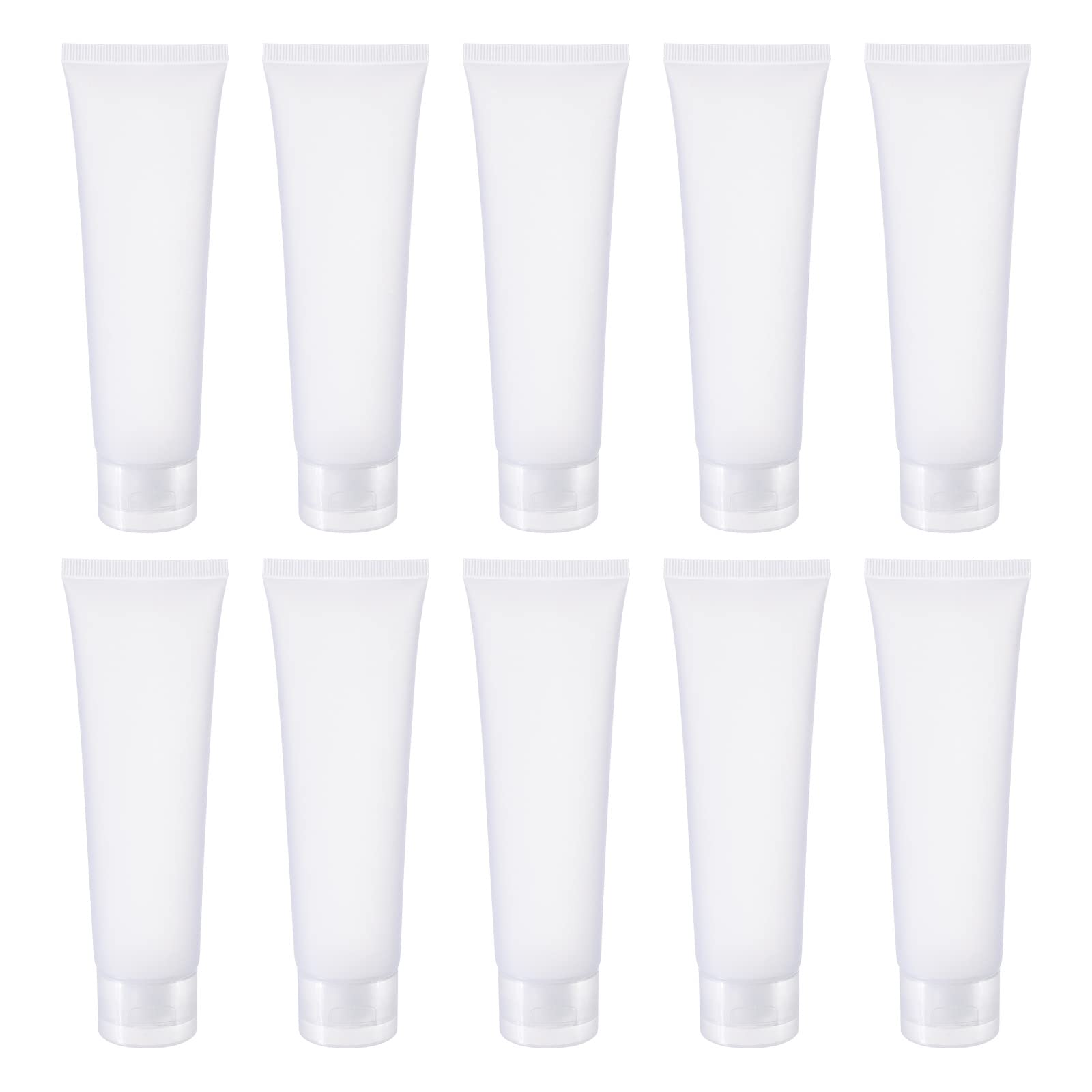 PATIKIL 100ml Squeeze Tube, 15 Pack Empty Cosmetic Tubes Plastic with Flip Lid for Travel Household, Translucent Frosted