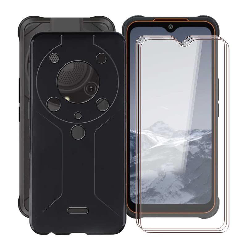 ZXLZKQ Case for AGM Glory Pro (6.53 Inches) with 3 x Tempered Glass Screen Protectors, Ultra Thin Anti-Scratch Soft Silicone Shockproof TPU Black Case Cover for AGM Glory Pro – Black