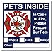 SecurePro Products 6 Pets Inside Blue Safety Alert Warning Window Door Stickers; in Fire or Emergency Notify Rescue Personnel to Save Pet