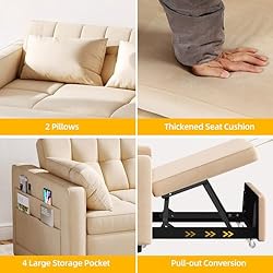 DWVO 55" Futon Couch, 3-in-1 Futon Sleeper with