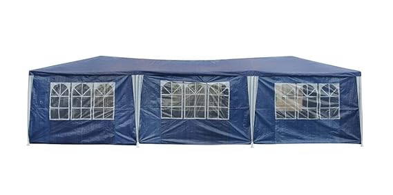 Festzelt 9x3 m Partyzelt mit 8 Seitenwänden Blau Gartenzelt Wasserabweisend Pavillon Duhome 5016