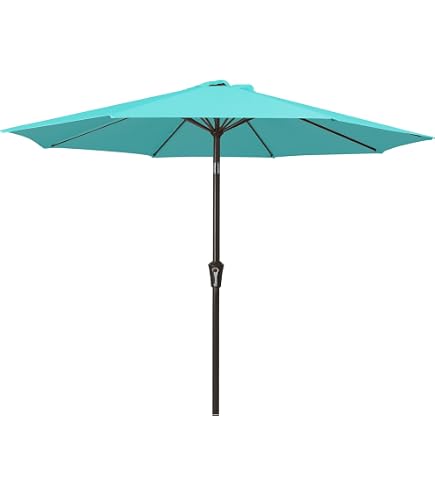 Sunnyglade 9' Patio Umbrella Outdoor Table Umbrella with 8 Sturdy Ribs (Teal Blue) : Patio, Lawn & Garden