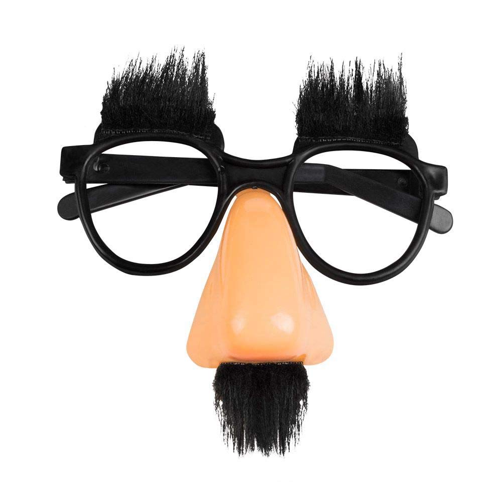 Boland 02597 – Party Glasses Joke Figure, 1 Piece, One Size, Black Glasses with Nose, Eyebrows and Moustache Made of Synthetic Hair, Plastic, Clown, Accessory, Carnival, Fancy Dress, Theme Party