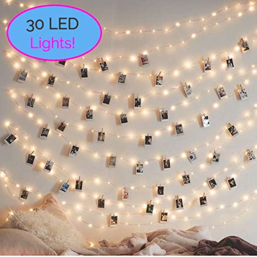 Jarvis 30 LED Photo Clip String Fairy Lights Warm White | Decorative for Parties Weddings Graduations | Hang Pictures or Polaroids, Cards or Small Trinkets - Thumbnail 7