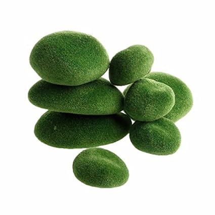 Generic 8Pcs Green Artificial Moss Stones Grass Plant Poted Home Garden Decor Landscape