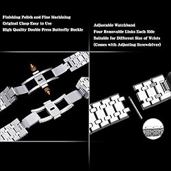 HJHYUL 44mm All Stainless Steel Watch Bezel & Band