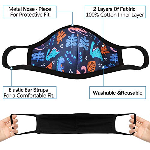 TANJALI Kids Face Covering Reusable Stylish Cloth Face Covering Age 6-16 3Pack
