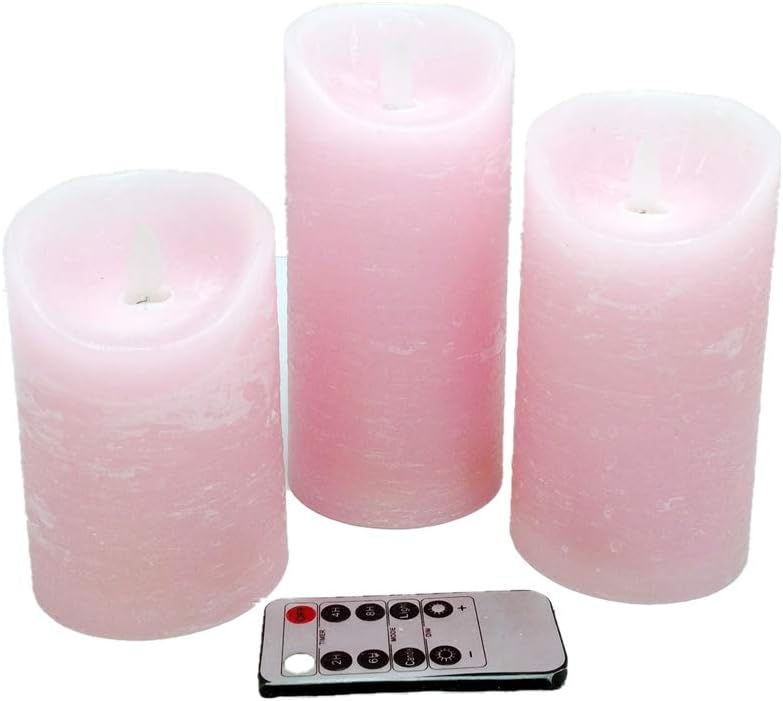 Adoria Pink Led Candles Gift Set of 3 with Dancing Flame