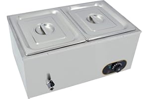 MOOTACO Commercial Electric Food Warmer for Buffet Sauce Bain Marie with Lids 2X 1/2 GN Pan Containers Stainless Steel Counte
