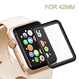 Bestfy iWatch Screen Protector, Full Coverage Tempered Glass Screen Protector 2.5D Curved Clear Display Screen Protector for iWatch 42mm- Black