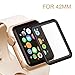 Bestfy iWatch Screen Protector, Full Coverage Tempered Glass Screen Protector 2.5D Curved Clear Display Screen Protector for iWatch 42mm- Black