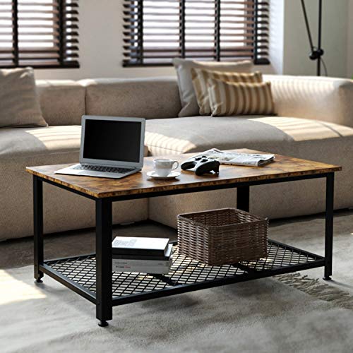 IRONCK Industrial Coffee Table for Living Room, Tea Table with Storage