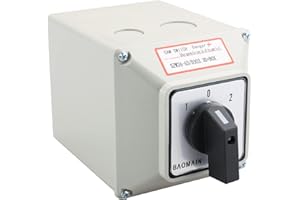 Baomain Universal Rotary Changeover Cam Switch SZW26-63/D303.3D 660V 63A 3 Position 3 Phase with Master Switch Exterior Box LW28-63/4