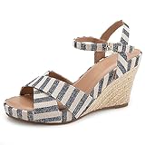Aerosoles PASTEL Wedge Sandal, Dark Blue Stripe, 9.5M
