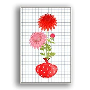 Framed Canvas Wall Art Beautiful Flowers in Grid Giclee Print Gallery Wrap Modern Home Prints Ready to Hang - 16x24 inches