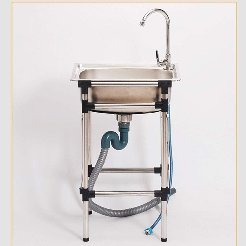 Amazon Homelava 流し台 屋外流し台 ガーデンシンク キッチンシンク 304ステンレス製簡易流し台 蛇口なし シングルシンク 屋外用ステンレス流し台 取り付き簡単 屋台 q アウトドアに適用 奥行39 高さ75 幅44cm キッチン用水栓