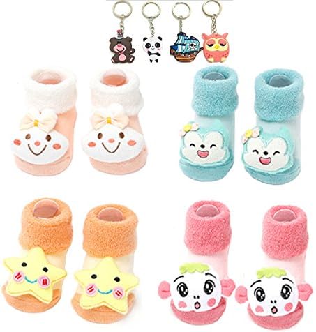 Baby Socks Newborn Socks Girls Boys Infants Kid Socks Soft Cotton Cute Lovely Cartoon Animal Anti-slip Socks For 0-12 Months Baby 4 Pairs