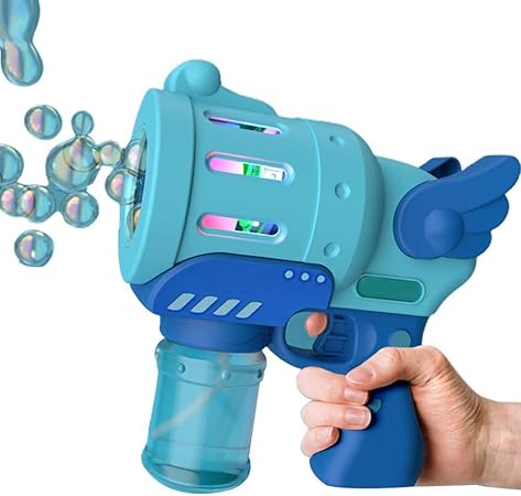 Amazon シャボン玉 電動式シャボン玉 翼の仕様 シャボン玉製造機 ライト付き 雰囲気作り バブルマシーン 子供のおもちゃ お風呂おもちゃ パーティー バブル水なし 誕生日 プレゼント 子供用 外遊び プール アウトドア ブルー シャボン玉セット おもちゃ