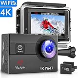 Victure Action Camera 4K Wifi 16MP 98Feet Waterproof Underwater Camera 170° Wide-angle 2 Inch Screen Sports Cam with 2 Rechargeable 1050mAh Batteries and Mounting Accessories
