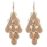 D EXCEED Women's Metal Tear Drop Chandelier Tiered Dangle Earrings, 3.15