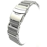 MOBUTOFU Stainless Steel Watch Band - 22mm Quick Release Shark Mesh Metal Watch Bracelet Strap Replacement for Men Women