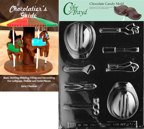 Cybrtrayd Hard Hat Tools-Tools Hammer Chocolate Candy Mold with Chocolatier's Guide Instructions Book Manual
