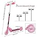 Pink Scooters Folding Portable Aluminum Kick Scooter with Light Up Wheels for Girls Kids Toddlers, Ages 3-12(Pink)