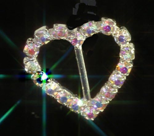 Amazon Com Diamante Heart Ab Rainbow Effect Rhinestone Crystal Buckle Ribbon Sliders Embellishment Wedding X 10 Furniture Decor